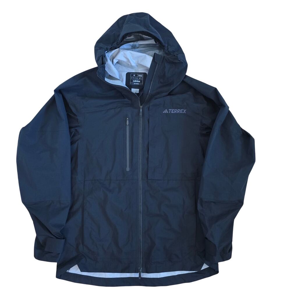 *NWOT adidas Womens Xploric RAIN.RDY Hiking Nylon Jacket Black Size M Full Zip - Picture 2 of 9